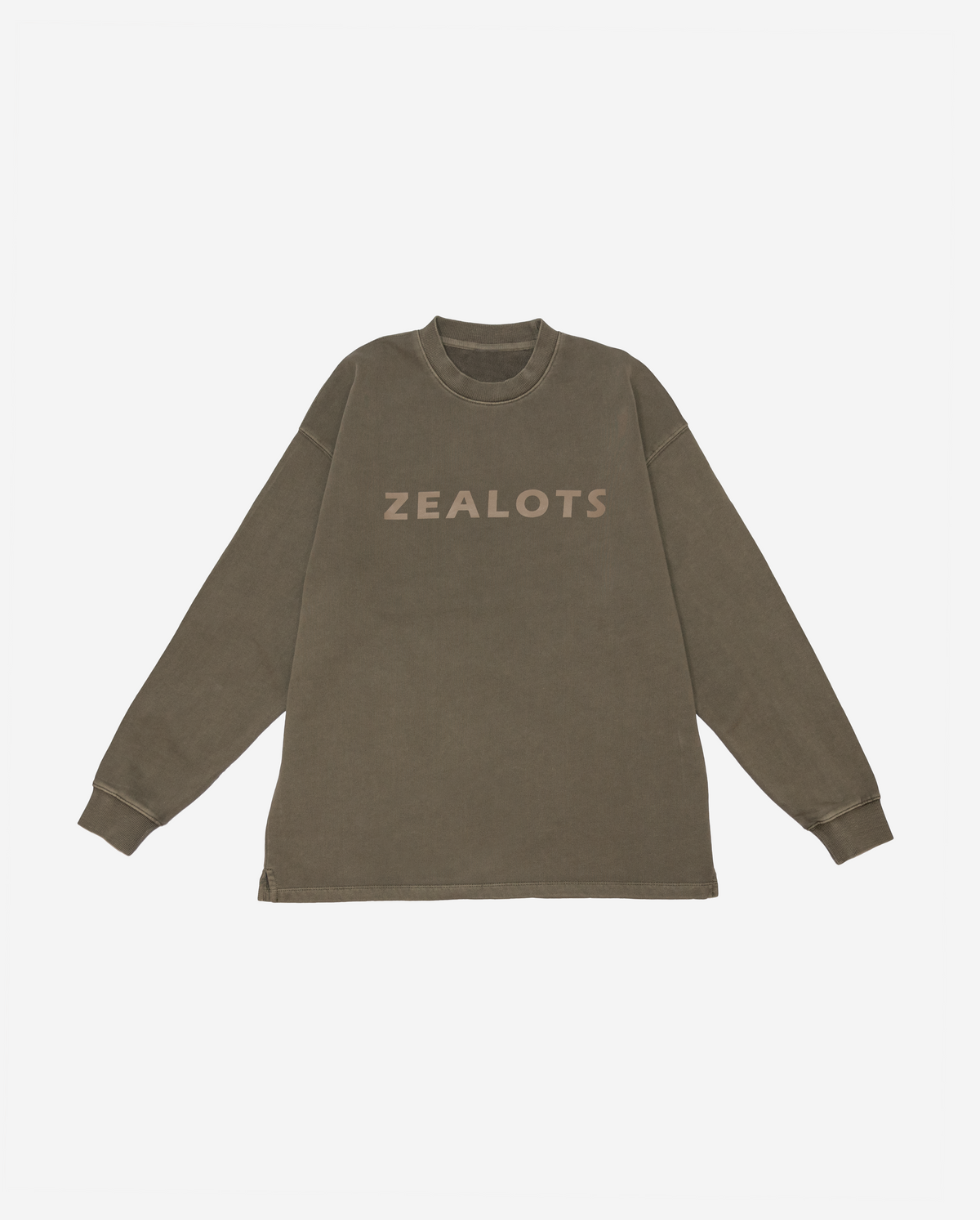 Zealots Luxe Flocked Khaki Crewneck ZEALOTS LABEL