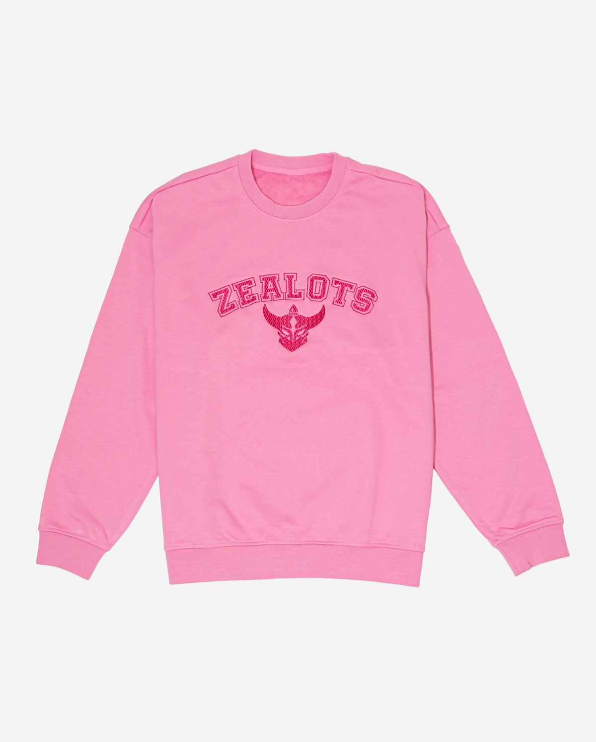 ZEALOTS Shock-Pink Sweatshirt - Satin Stitch Embroidery Branding ZEALOTS