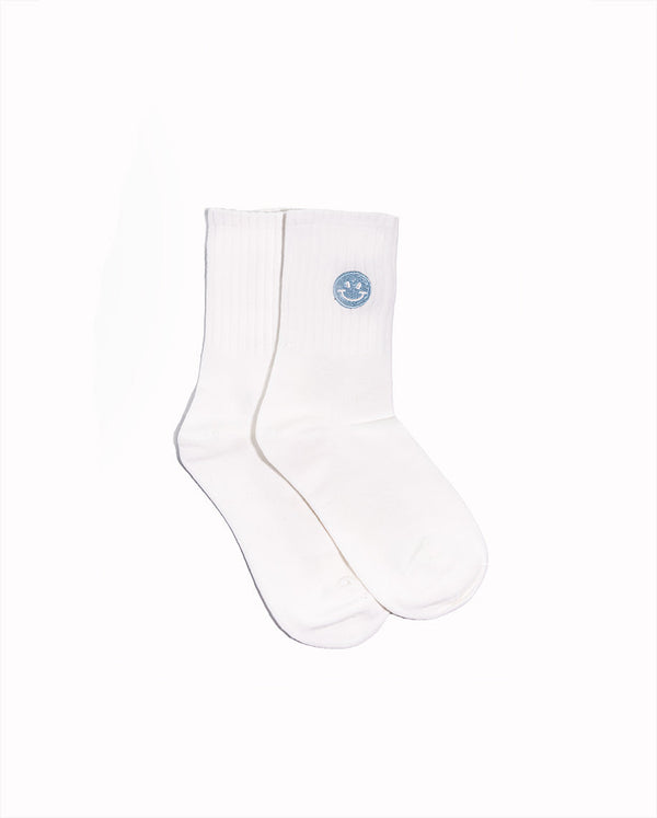 Crew Socks with Custom Simley Embroidery (3 Pairs) INKUTTU